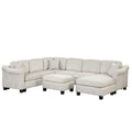 White Velvet Sectional Sofa with Ottoman T2114