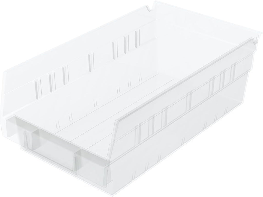 Plastic Nesting Shelf Bin Box, 12-Inch x 6-1/2-Inch x 4-Inch, Red, 12-Pack D253259