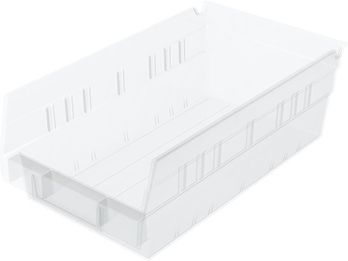 Plastic Nesting Shelf Bin Box, 12-Inch x 6-1/2-Inch x 4-Inch, Red, 12-Pack D253259