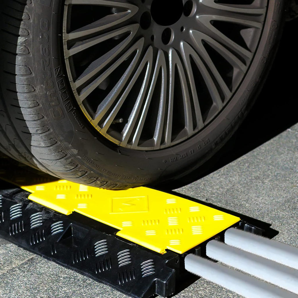 Cable Protector 2 Pack, 3 Channel PVC Rubber, 44000lbs Capacity Heavy Duty P1631