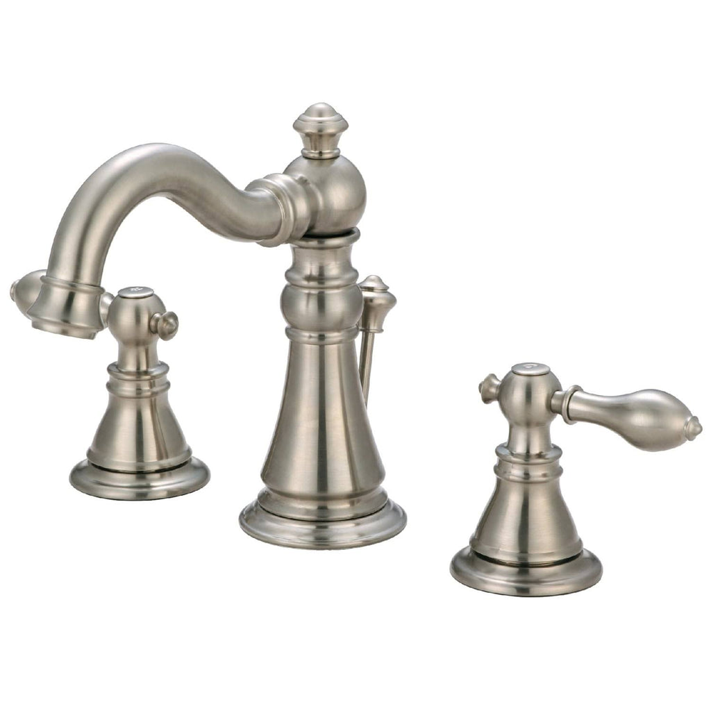 Brushed Nickel 2-Handle Widespread Bathroom Sink Faucet with Drain O1666