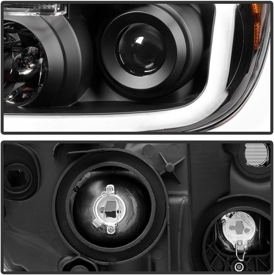 Black LED Tube Projector Headlights Pair P7729