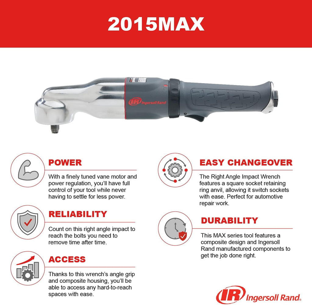 3/8" Pneumatic Air Impact Wrench, Right Angle, Low Profile, Gray Z17551