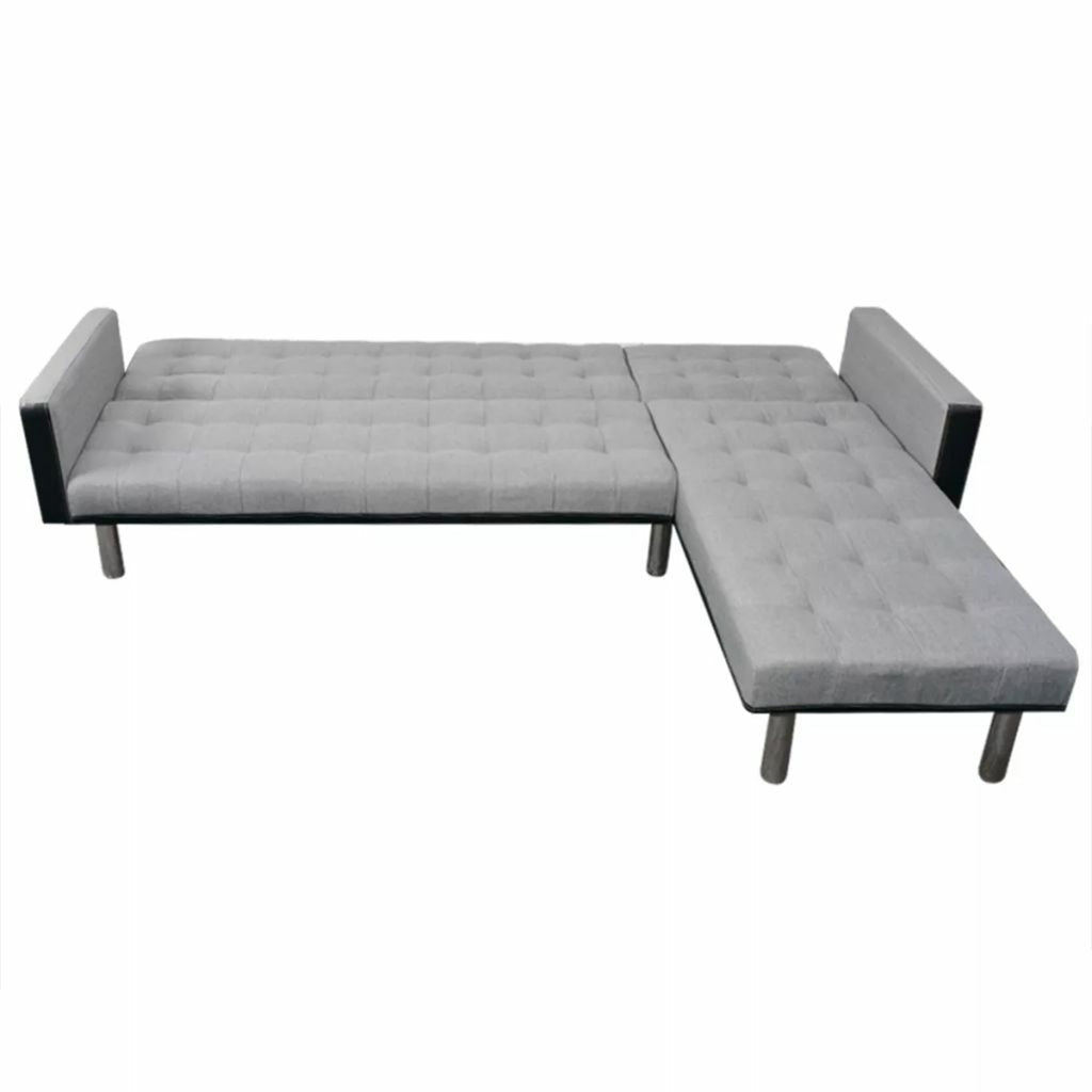 L-shaped Sofa Bed Fabric Black and Gray I30387