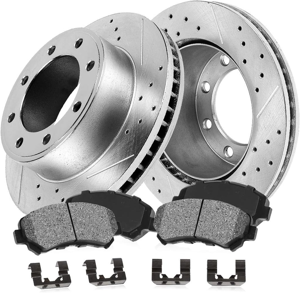 FRONT 330mm 8 Lug Rotors + Metallic Brake Pads + Hardware E4683