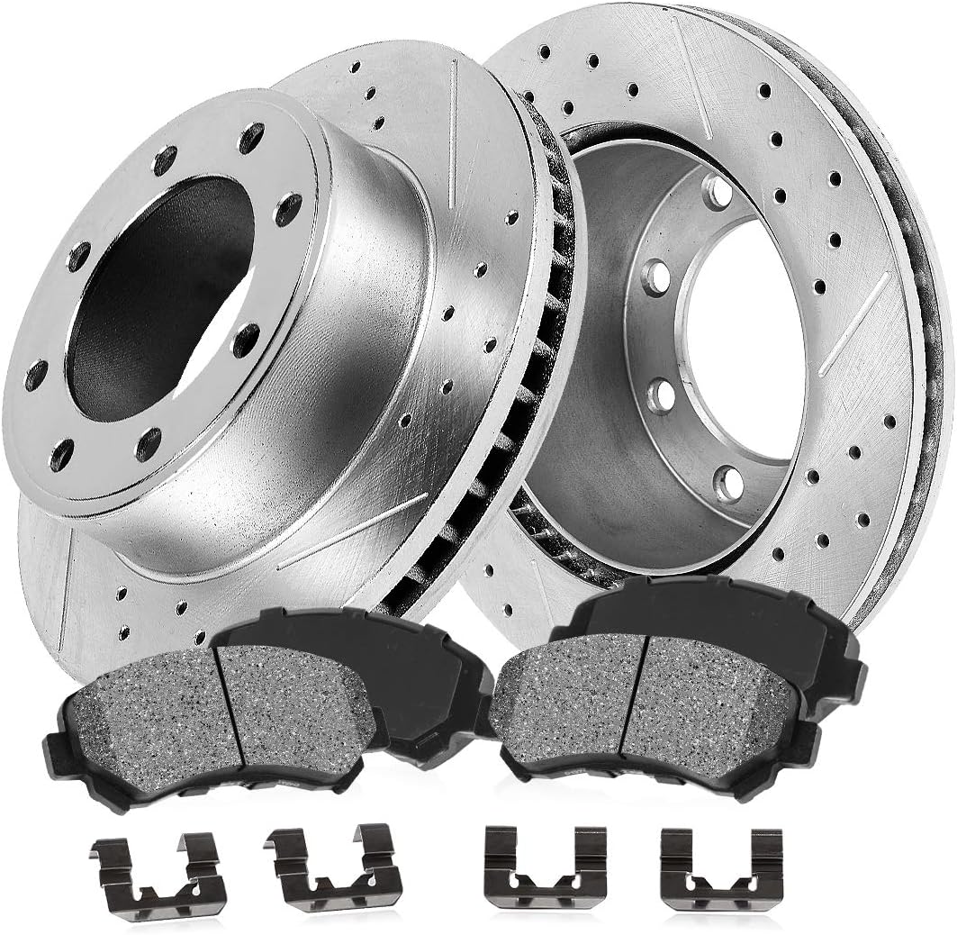 FRONT 330mm 8 Lug Rotors + Metallic Brake Pads + Hardware E4683