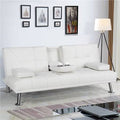 Faux Leather Futon Sofa Bed with Armrest G16879