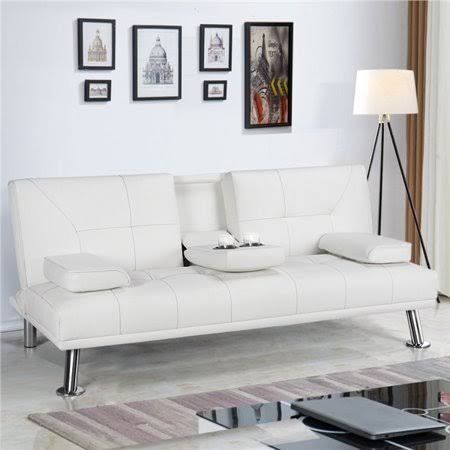 Faux Leather Futon Sofa Bed with Armrest G16879