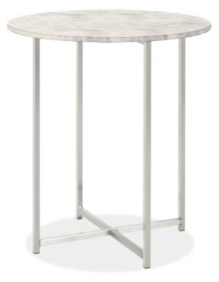Stainless Steel Round End Table with White Marbled Quartz Top J6280