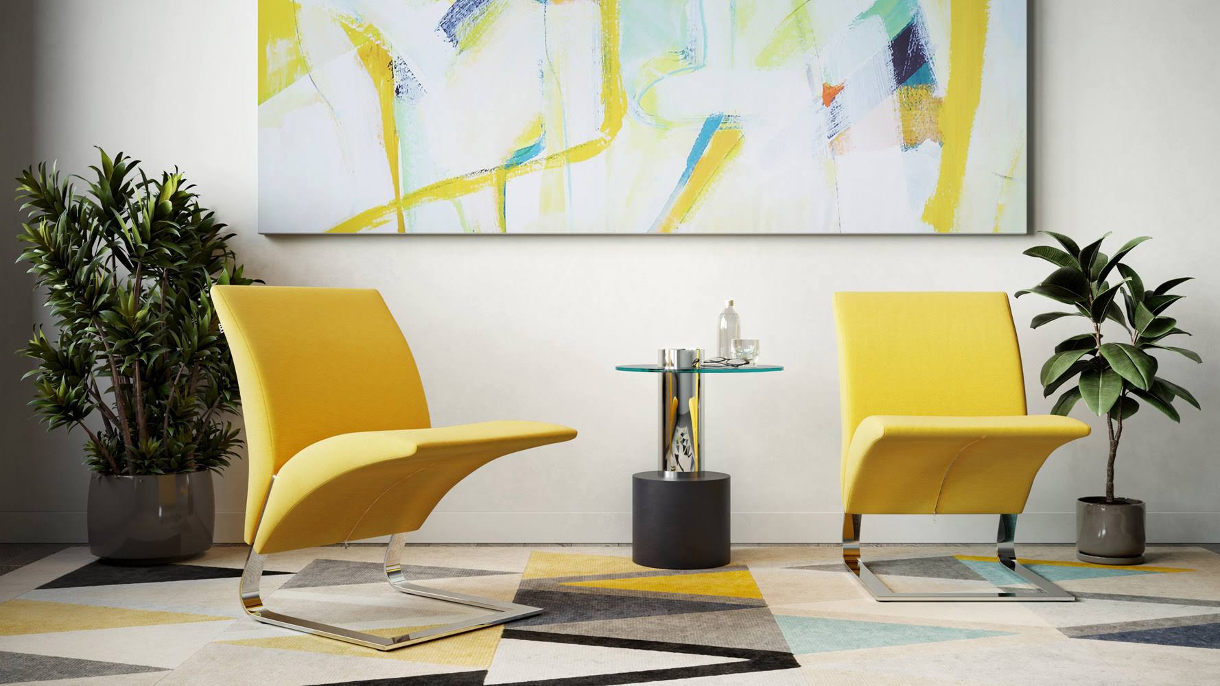 Clear Glass End Table with Stainless Steel and Black Base C948