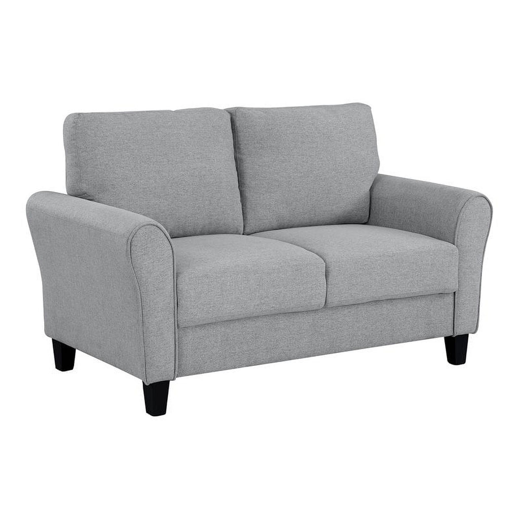 Transitional Solid Wood and Polyester Love Seat in Dark Gray/Black E2332