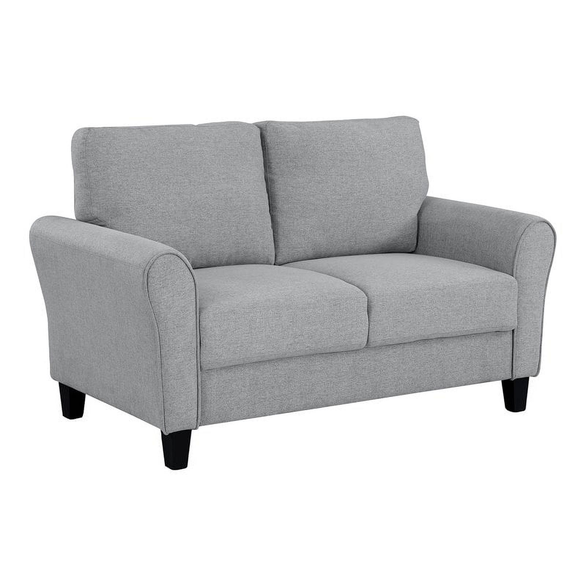 Transitional Solid Wood and Polyester Love Seat in Dark Gray/Black E2332
