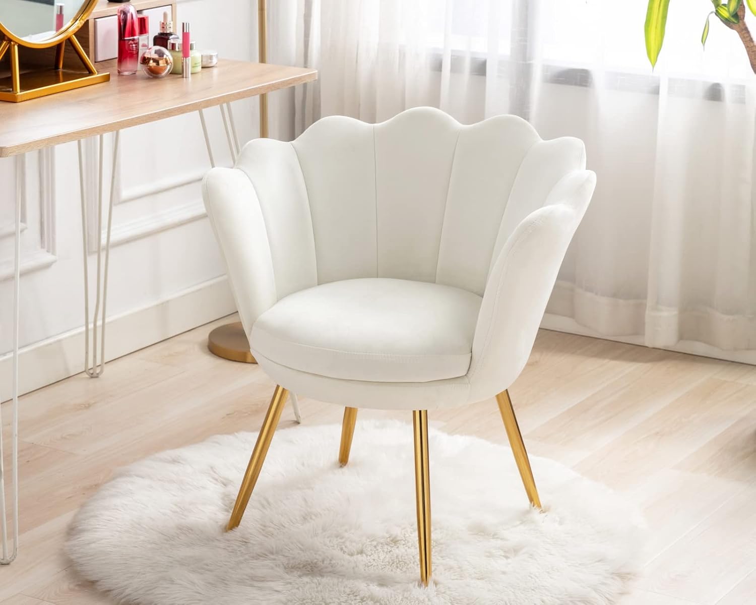 Pink Velvet Adjustable Desk Chair with Wheels Y59394