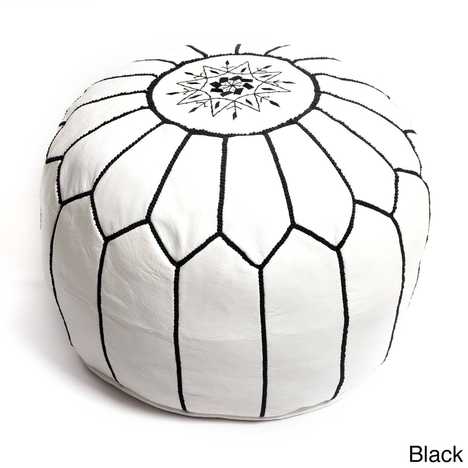 White Leather Ottoman J1110