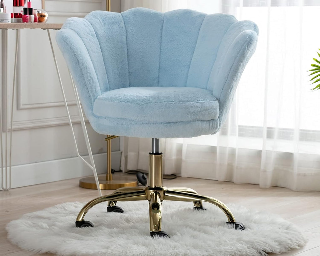 Pink Velvet Adjustable Desk Chair with Wheels Y59394