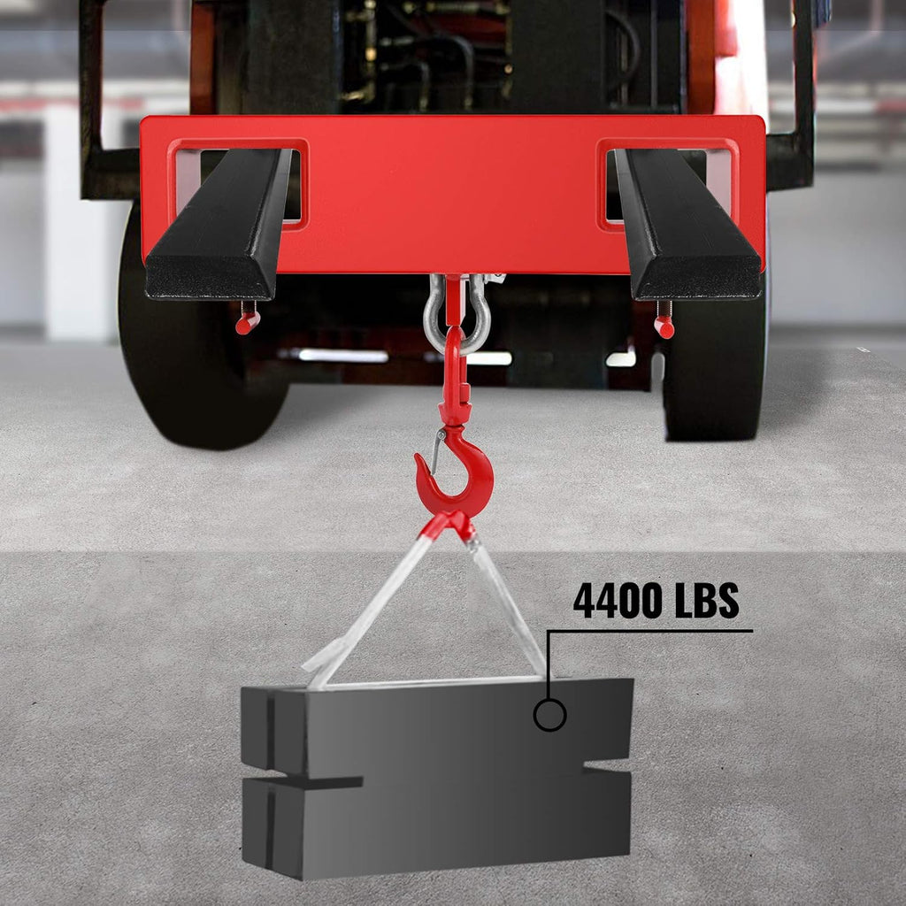 Forklift Lifting Hook, 4400lbs Capacity, Red, with Swivel Hook and Two Large T-Screws H370835