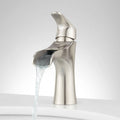 Brushed Stainless Steel Waterfall Bathroom Faucet with Pop-Up Drain Assembly S57992