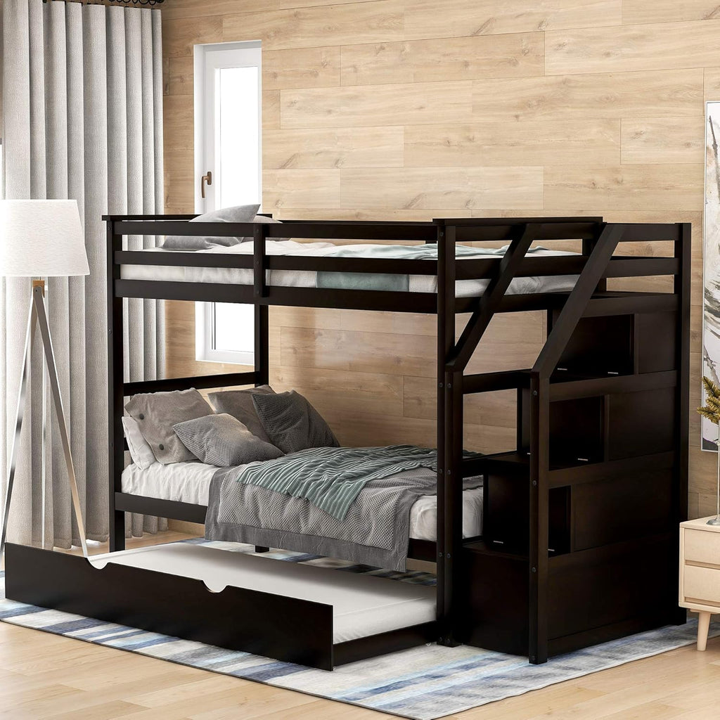 Twin Loft Bed with Slide and Staircase Storage S281