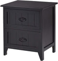 Black Wooden Nightstand with 2 Drawers V35961