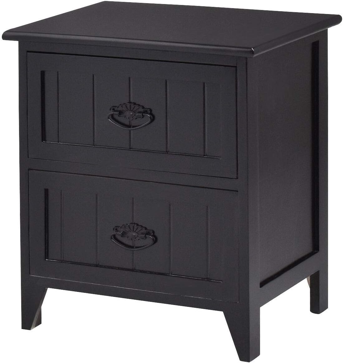 Black Wooden Nightstand with 2 Drawers V35961