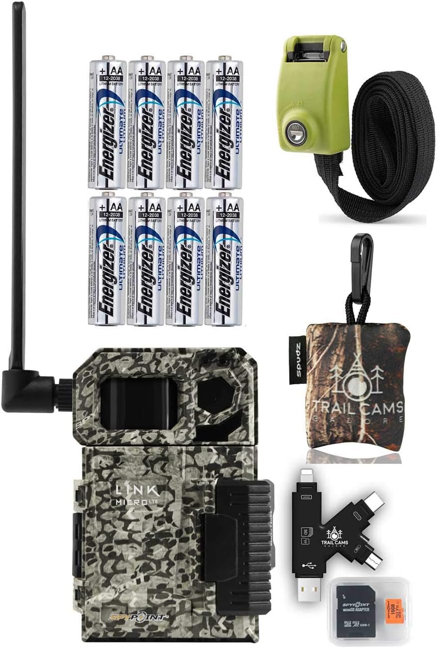 Cellular Trail Camera with Micro SD Card, Card Reader, Batteries, Reinforced Strap, and Microfiber Cloth Screen Cleaner Z313