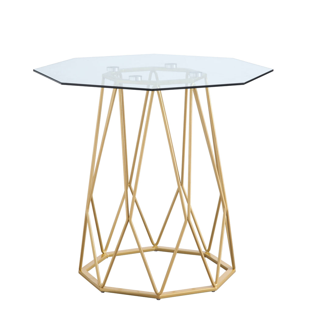 Gold Glass Top End Table D1996