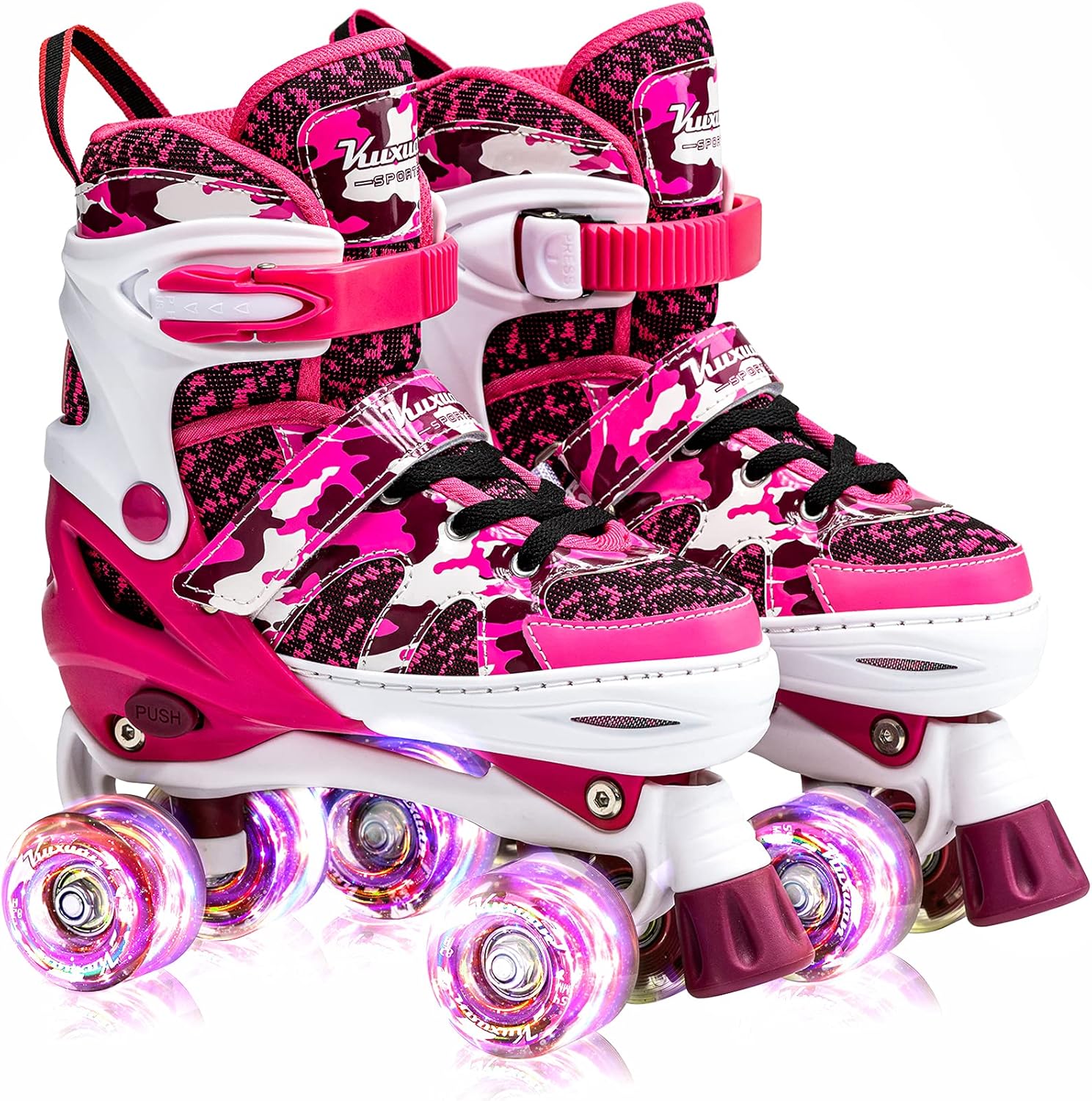 Camo Adjustable Roller Skates with Light up Wheels J105024