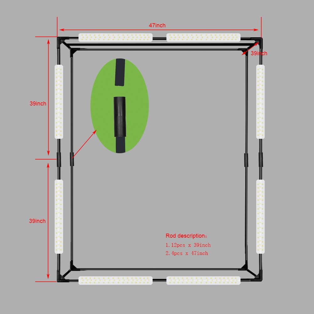47x39x78 inch Dimmable LED Photo Shooting Tent with 3 Colors PVC Backdrops and Carrying Bag T922280