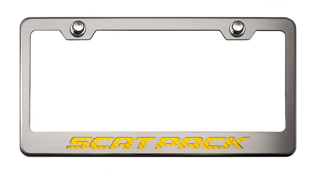 Custom License Plate Frame with Challenger Lettering CF Blue Q5653