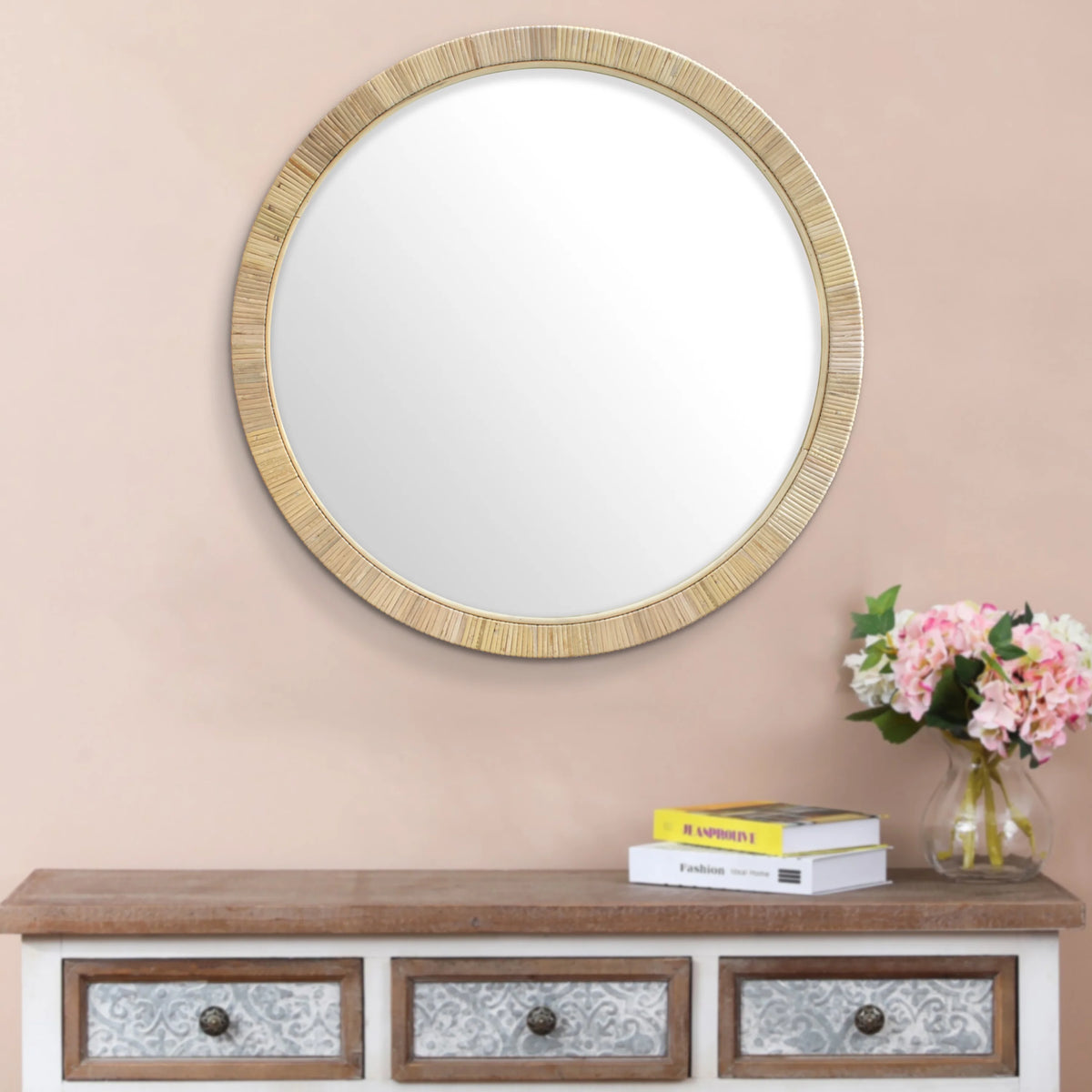 Rattan Round Wall Mirror L223