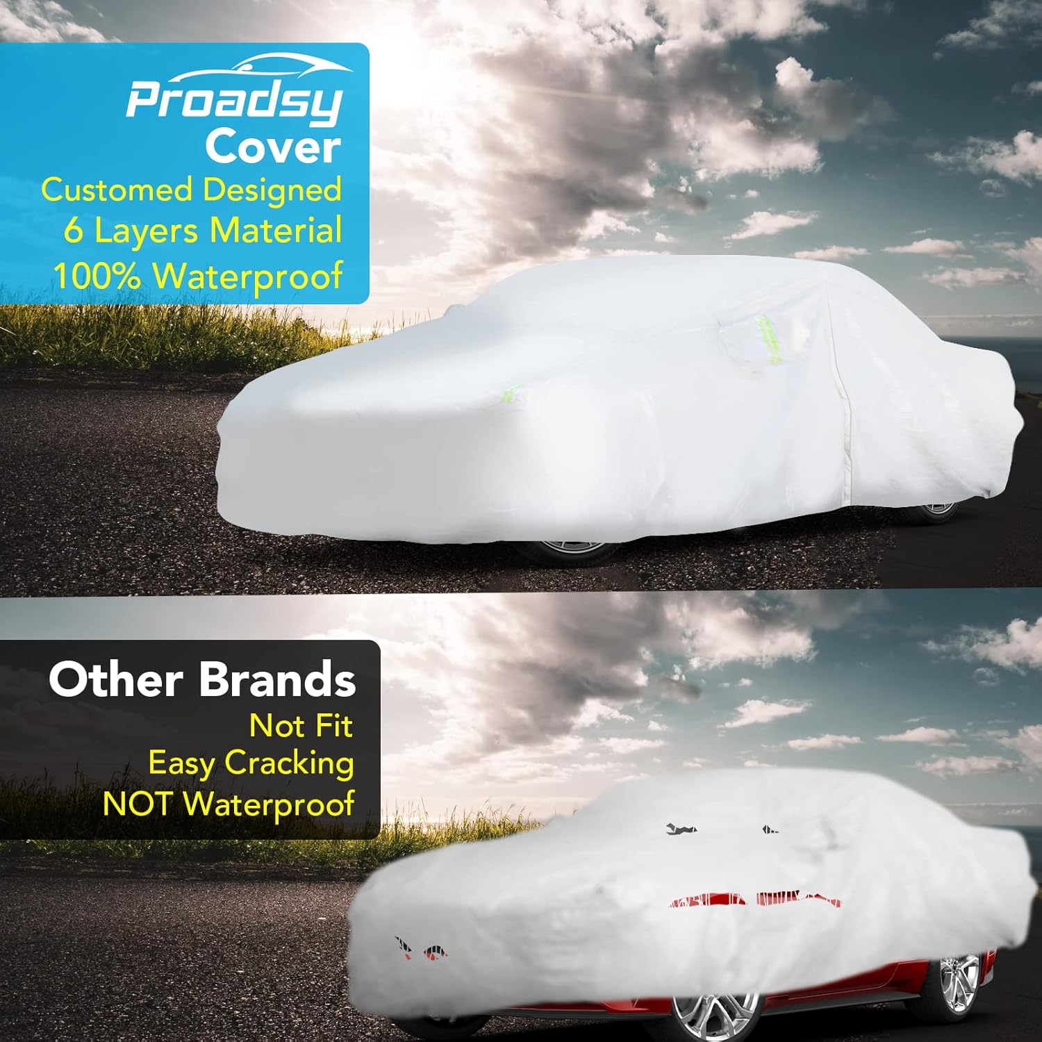 6 Layers Waterproof Full Exterior Car Cover with Zipper C62981
