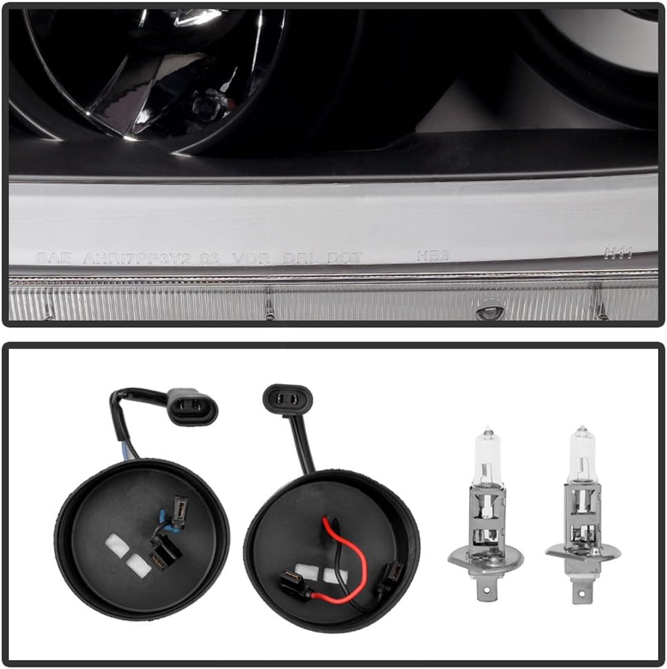 Black LED Tube Projector Headlights Pair P7729