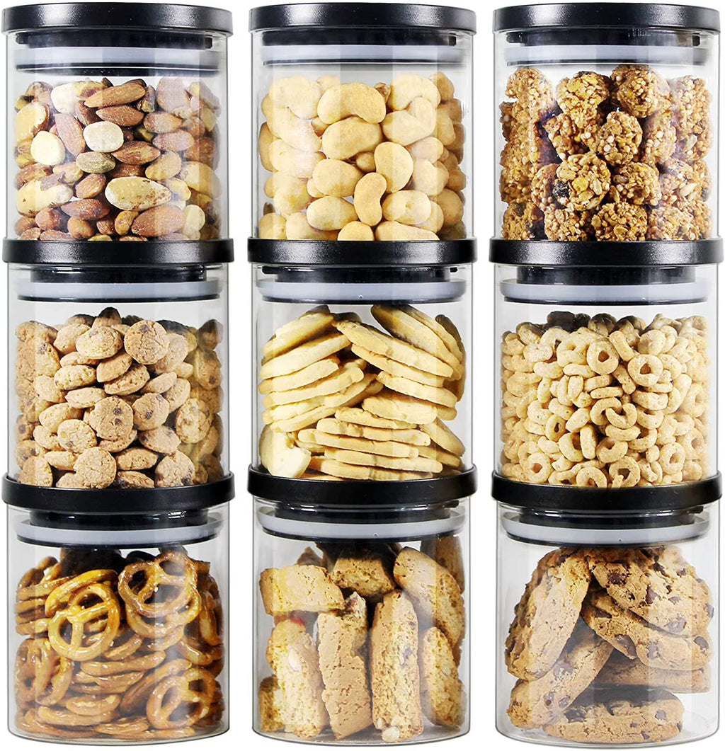 Glass Food Storage Jars 9 Pack of 16oz with Airtight Lids M6232