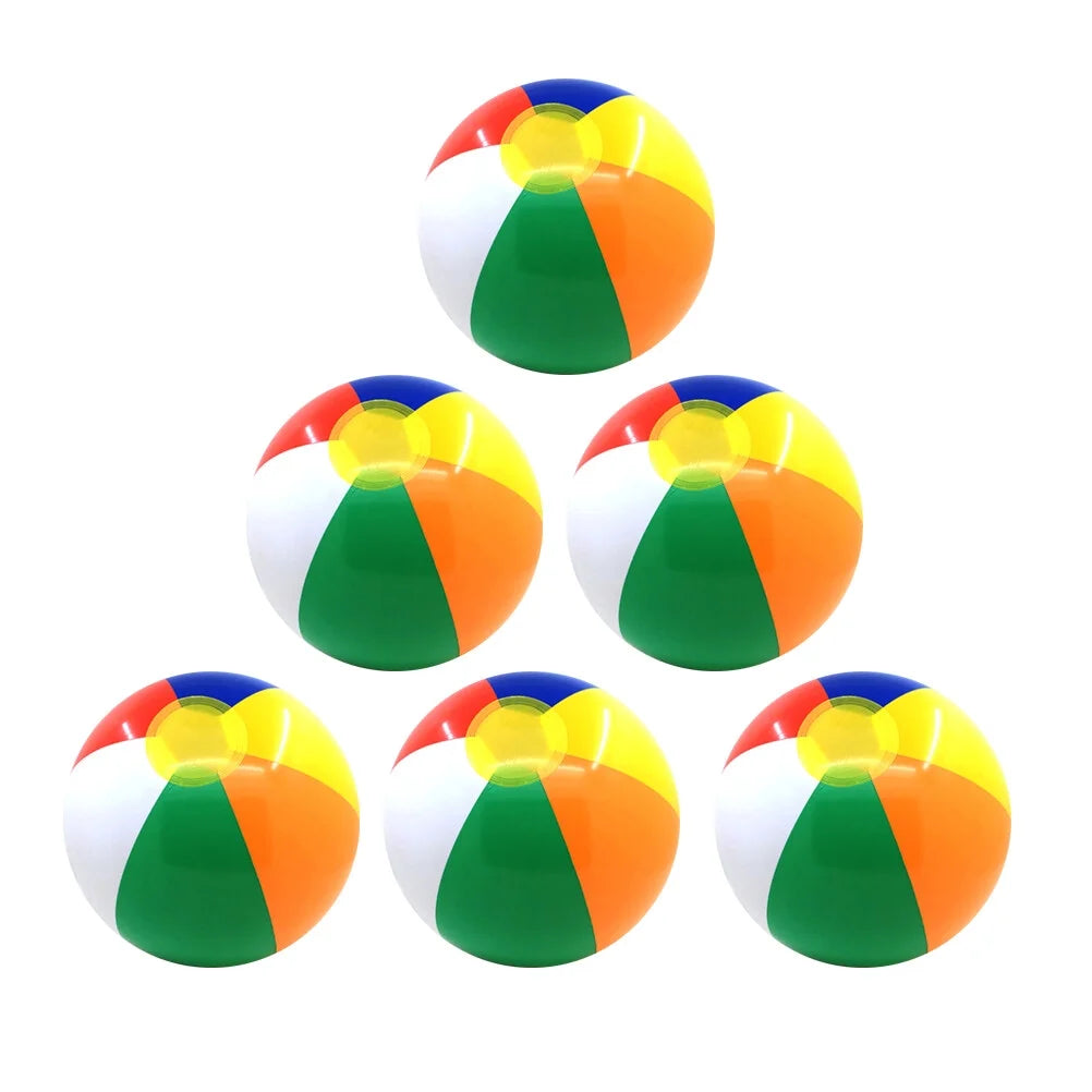 6 Pcs Colorful Inflatable Beach Ball Pool Toys T457661