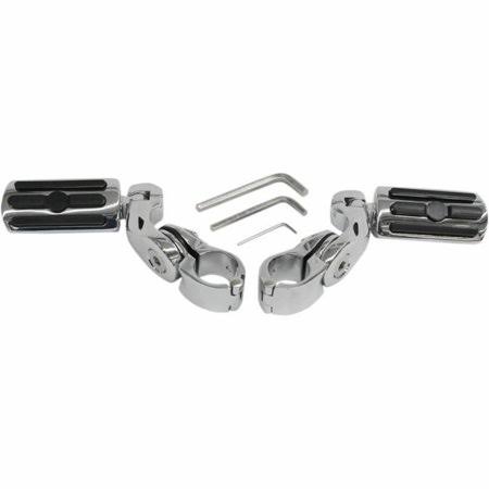 Chrome Highway Pegs with 2-1/2in. Mounting Arms and Ribbed Pegs Z958