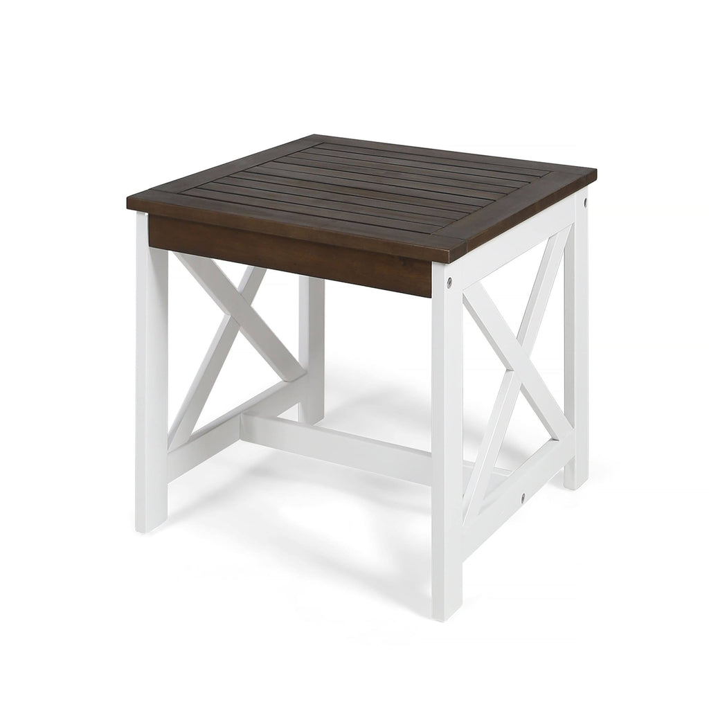 Dark Brown Acacia Wood End Table Y342029