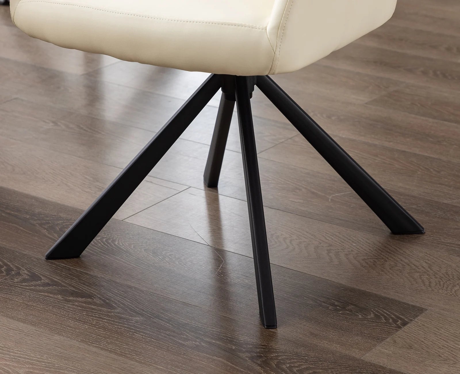 Beige PU Leather Swivel Office Chair with Black Metal Legs N7843