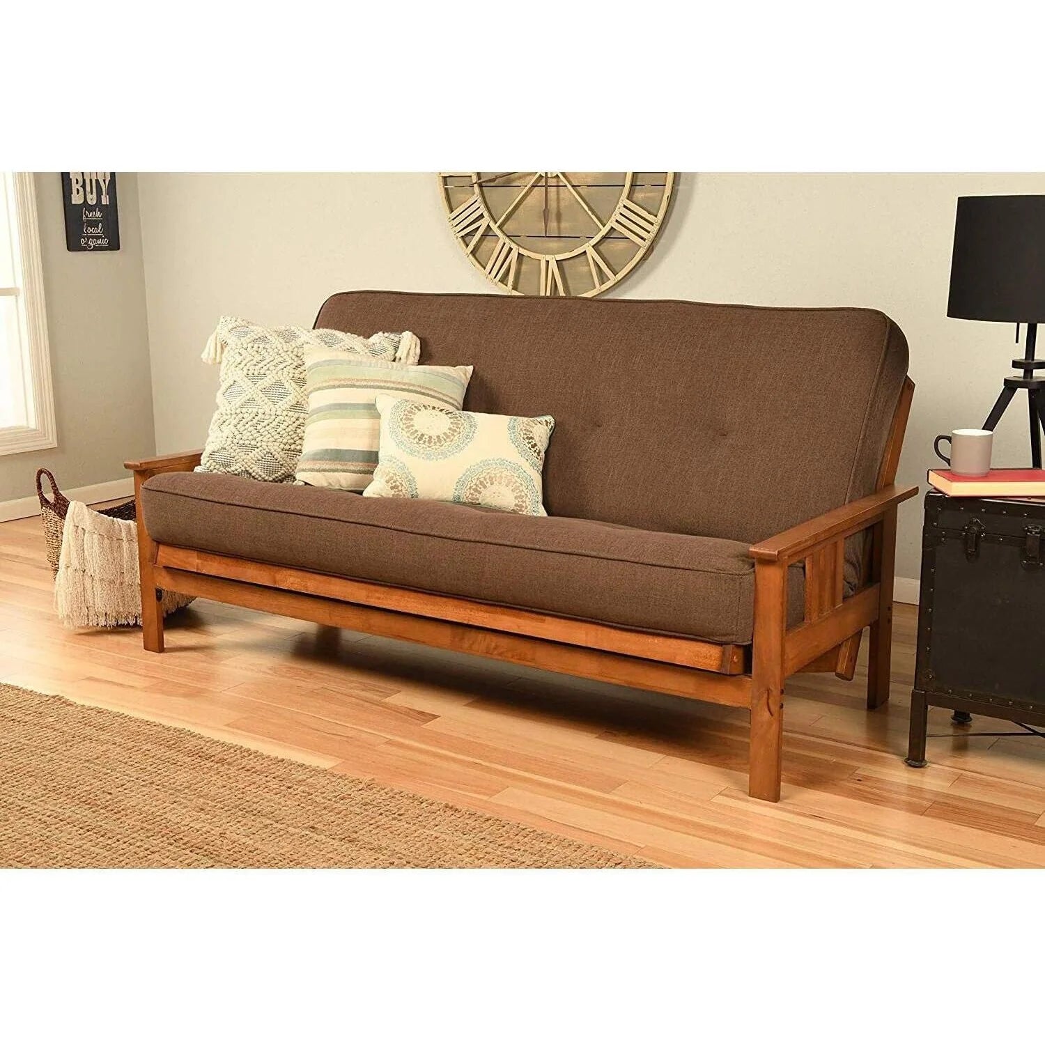 Linen Cocoa Futon Frame with Mattress O44342