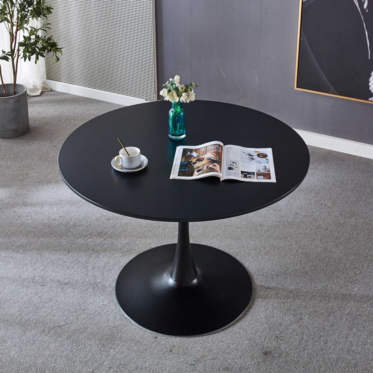 White Round Pedestal Dining Table E98080