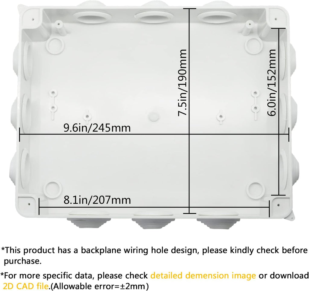 ABS Plastic IP65 Junction Box White 10 x 7.9 x 3.1 inch Pack of 2 Z6710