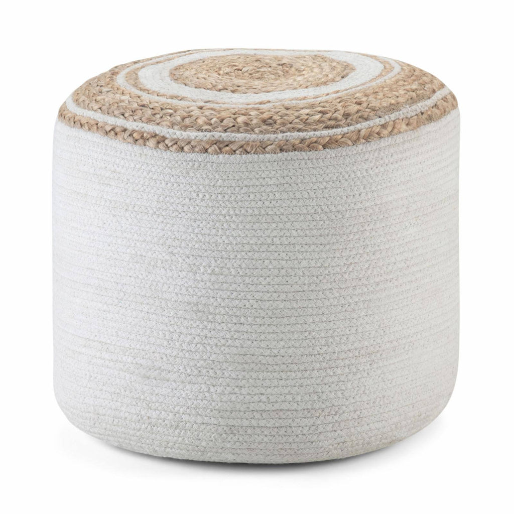 Natural Cotton Round Braided Pouf B44021