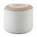 Natural Cotton Round Braided Pouf B44021