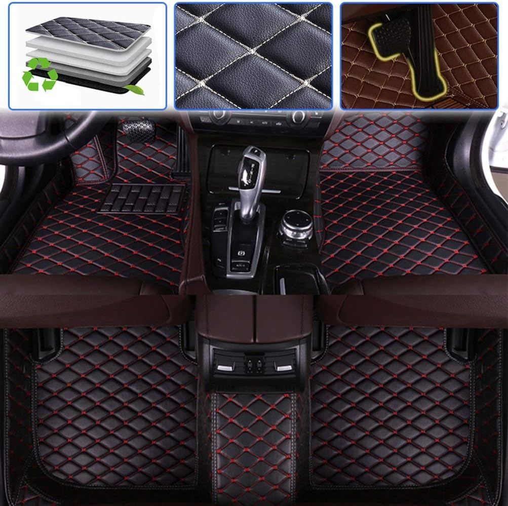 Red Waterproof Full Coverage Car Floor Mats C6053