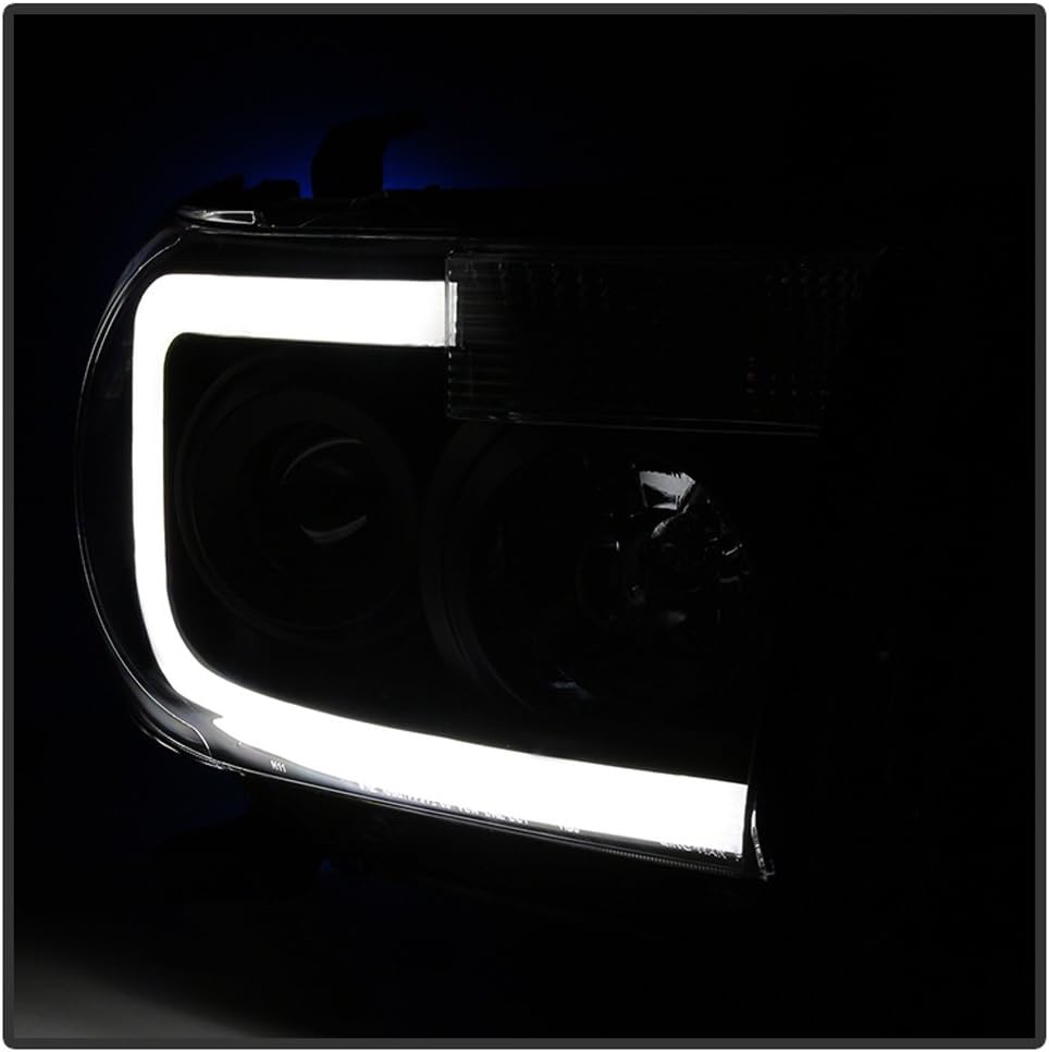 Black LED Tube Projector Headlights Pair P7729