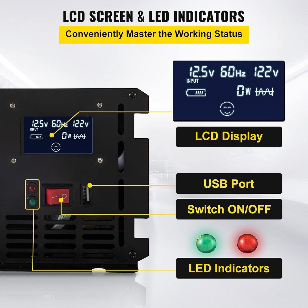 3600W Modified Sine Wave Power Inverter with LCD Display Z28692