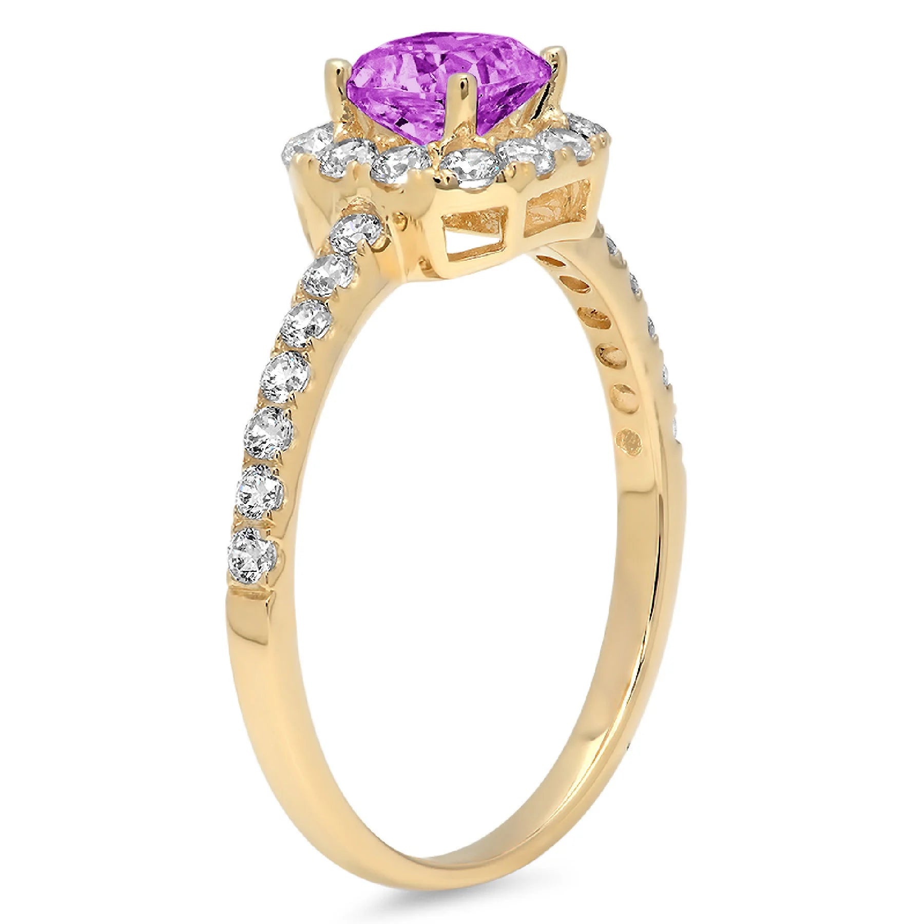 14k yellow gold simulated alexandrite halo ring size 7 F5366