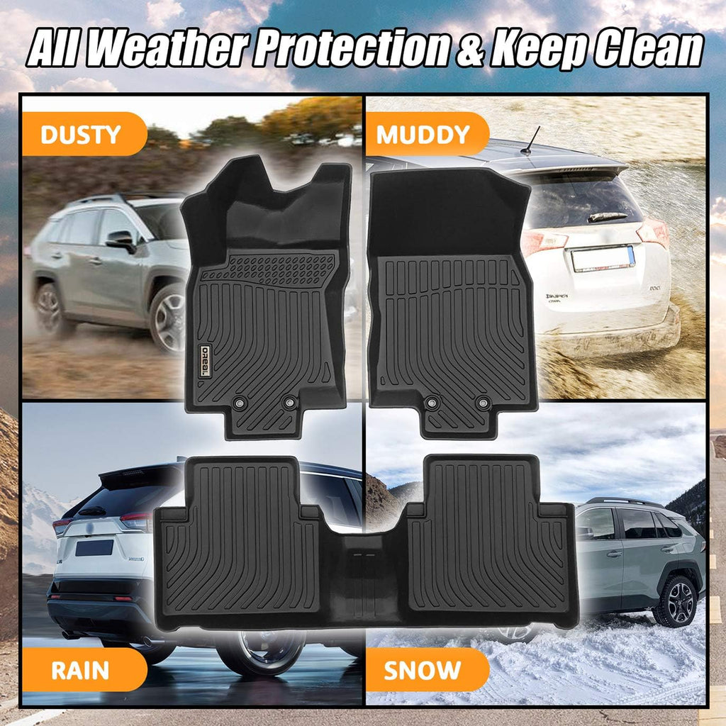 Black Floor Mats Front and Rear Car Carpet U32804