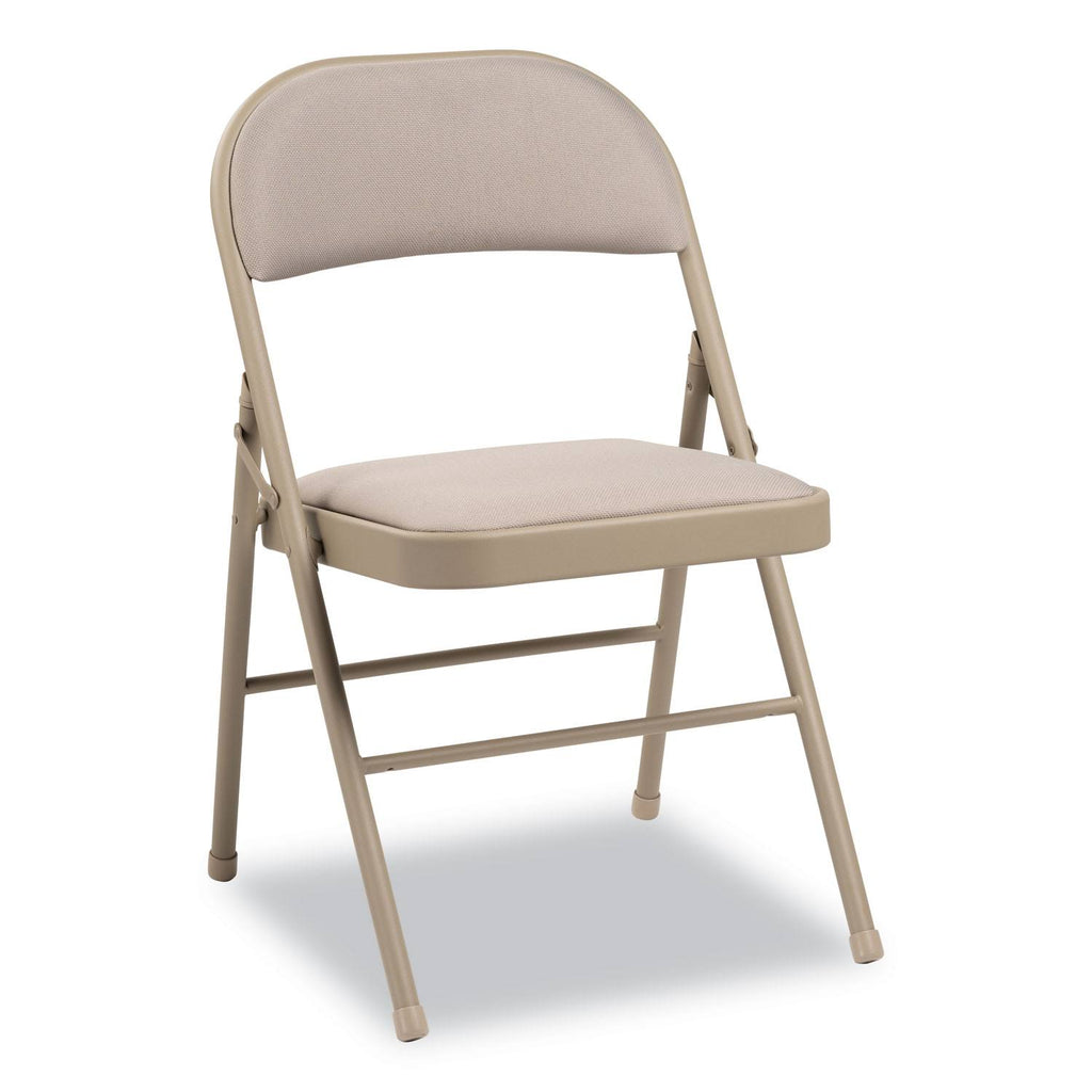 Steel Folding Chair with Fabric Back and Seat, Tan, 4/Carton E3152