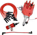 Red 8.0mm Spark Plug Wires & 45K Volt Coil Distributor M2943