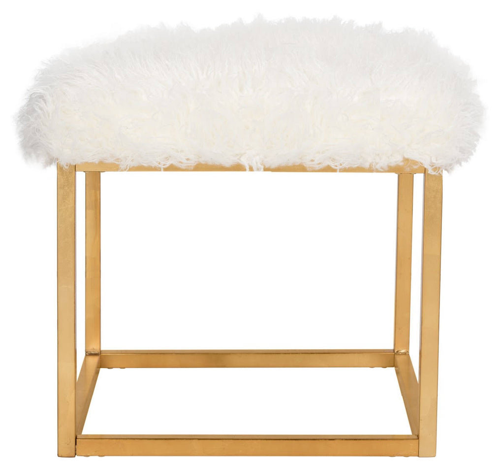 White Faux Sheepkin Square Ottoman J3308